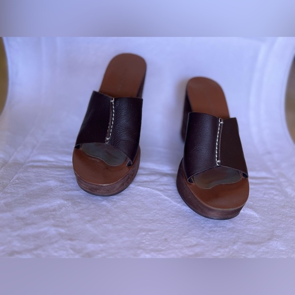 Colin Stuart Suede Mule Platform Sandals Slides Lightweight Size 8 Brown leather - Picture 16 of 16